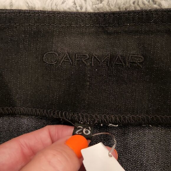 Black coated "Anne" Carmar mini skirt size 26, new with tags! - Picture 5 of 9